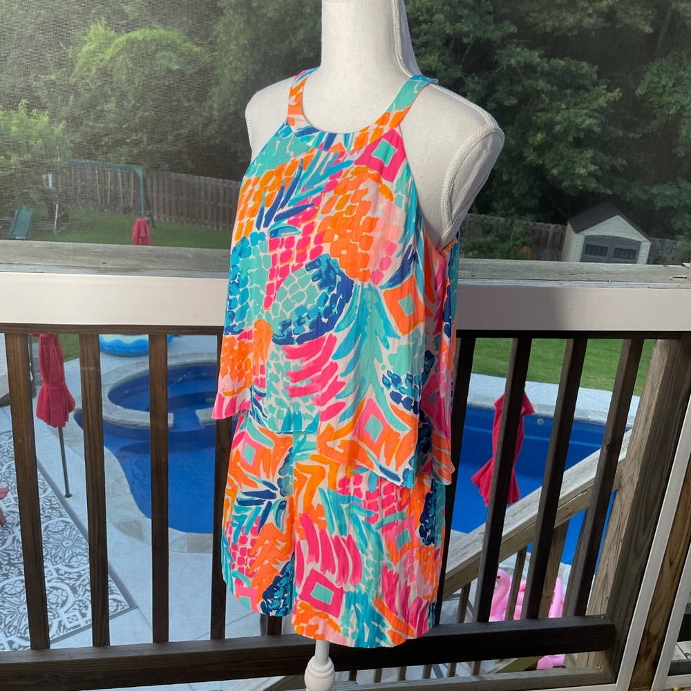 Lilly Pulitzer Edona Romper Goombay Smashed Print